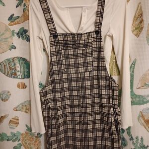 Jolt Black and White Plaid Long Sleeve Dress